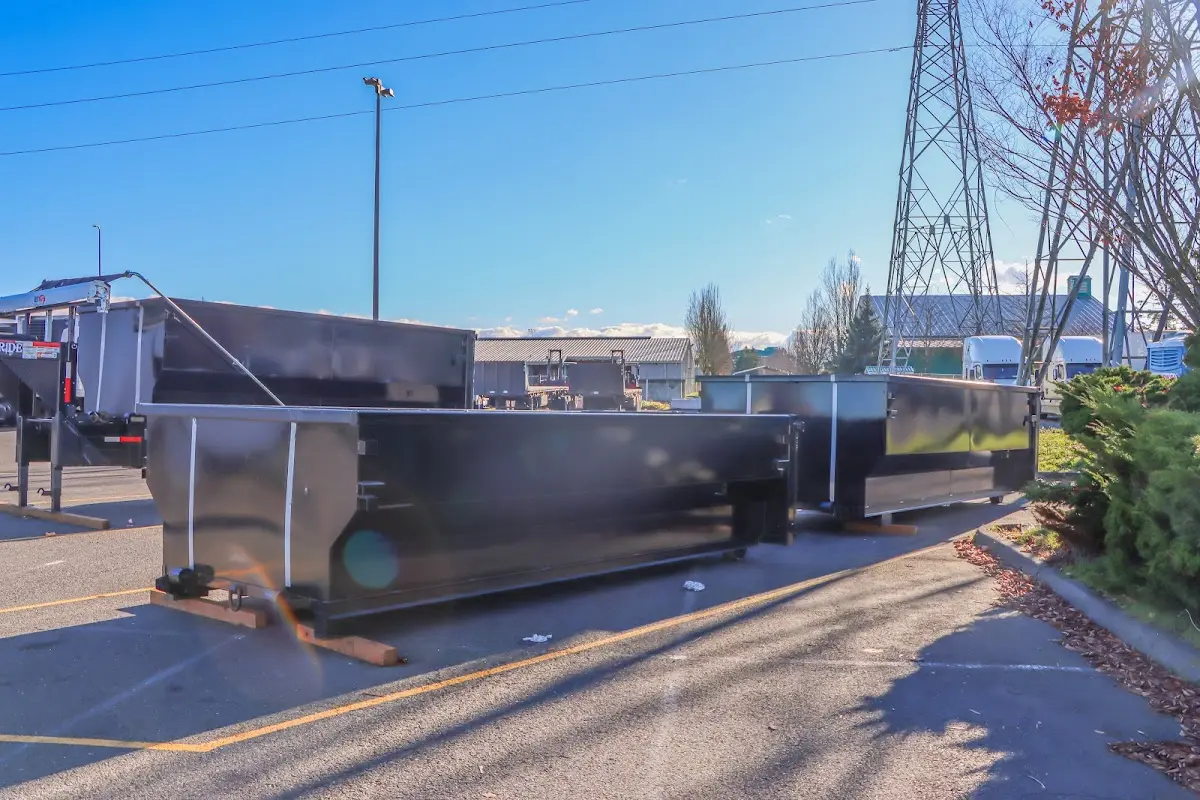 Roll-off dumpster ready for waste disposal at job site for 12 Yard Dumpster Rental in Laredo